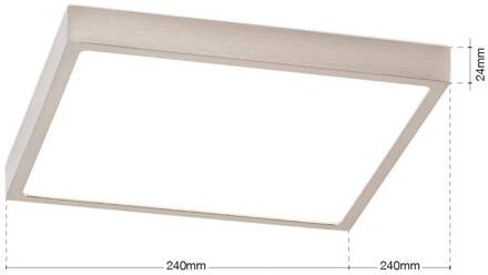 Orion LED plafondlamp Disc, nikkelkleurig gesatineerd Lengte 24 cm CCT nikkel gesatineerd, wit