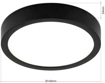 Orion LED plafondlamp Disc, zwart Ø 14 cm, CCT metaal/kunststof zwart, wit