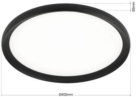 Orion LED plafondlamp Kant, Ø 40 cm zwart, CCT metaal/kunststof zwart, wit