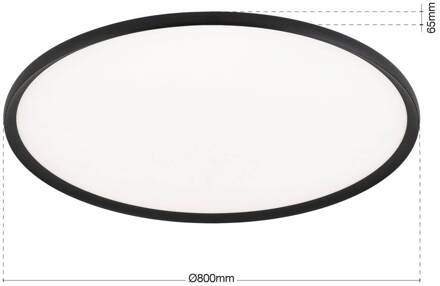 Orion LED plafondlamp Kant, Ø 80 cm zwart, CCT metaal/kunststof zwart, wit