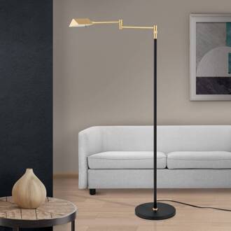 Orion LED vloerlamp Boston, touchdimmer zwart/messing zwart, mat messing