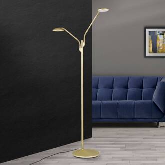 Orion LED vloerlamp Cobra, 2-lamps, messing-mat mat messing