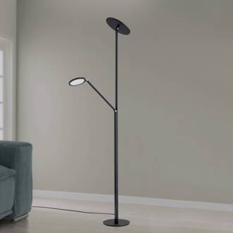 Orion LED vloerlamp Fati, hoogte 181 cm, aluminium, leeslampje, dimmer, CCT zwart