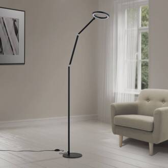 Orion LED vloerlamp Ringo, zwart, metaal, verstelbaar, dimbaar
