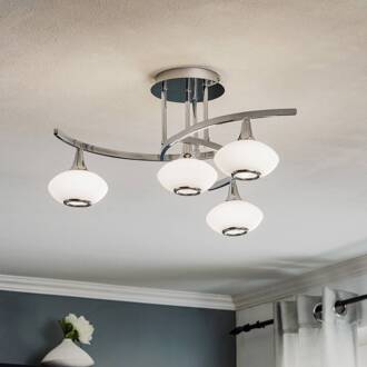 Orion Lia plafondlamp, 4-lamps, chroomkleurig, glas/metaal chroom, opaalwit