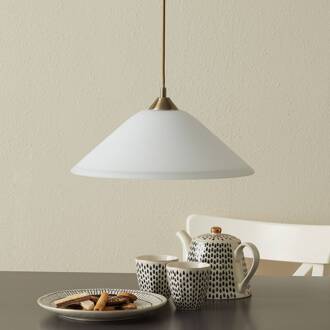 Orion LOISA stijlvolle opaalglas-hanglamp, oud-messing Mat oud-messing, wit