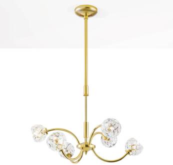 Orion Loodkristal-hanglamp Maderno, goud, 51cm mat goud, goud glanzend, gesatineerd
