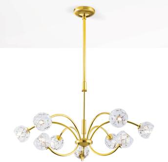 Orion Loodkristal-hanglamp Maderno, goud, 69cm mat goud, goud glanzend, gesatineerd