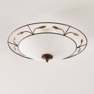 Orion Luca plafondlamp met scavo glas antiek bruin-goud, wit