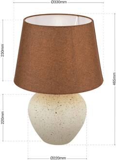 Orion Masai tafellamp, crème/bruin, hoogte 46,5 cm, keramiek/linnen crème, bruin