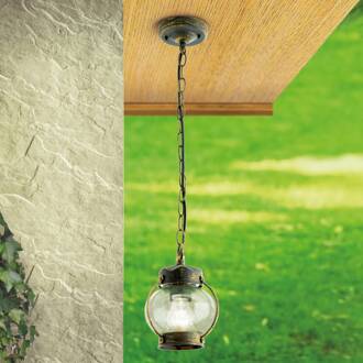 Orion Met geblazen glas - hanglamp Margerite voor buiten zwart, goud