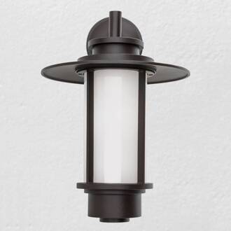 Orion Outdoor wandlamp Lamina in lantaarnvorm donkerbruin, opaal