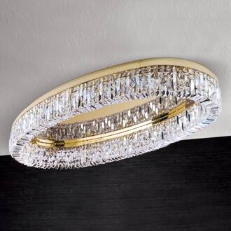 Orion Ovale premium plafondlamp Ring met kristallen goud, helder