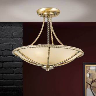 Orion Perfect gevormde plafondlamp Galina crème, oud-messing