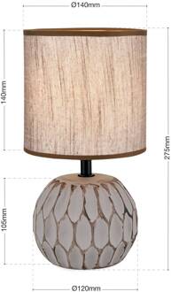Orion Pinia tafellamp, bruin, hoogte 27,5 cm, keramiek/linnen