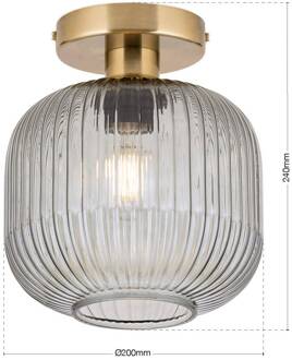 Orion Plafondlamp Carneval, rookgrijs, Ø 20 cm, glas, E27