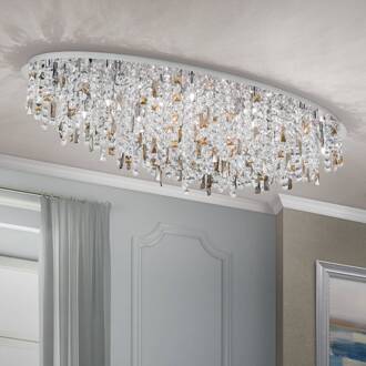 Orion Plafondlamp Crystalriver met kristalbezetting chroom, amber, transparant