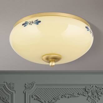 Orion Plafondlamp Landhaus messing crème blauw Ø28cm messing, crème, blauw