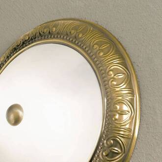 Orion Plafondlamp Lembit, diam. 28 cm antiek messing, wit opaal