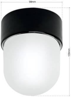 Orion Plafondlamp Ostia, zwart, keramiek, satijnglazen kap, E27 zwart, gesatineerd