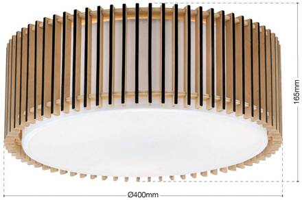 Orion Plafondlamp Tarta, Ø 40 cm, hout, textieldiffusor, 3 x E27 licht hout