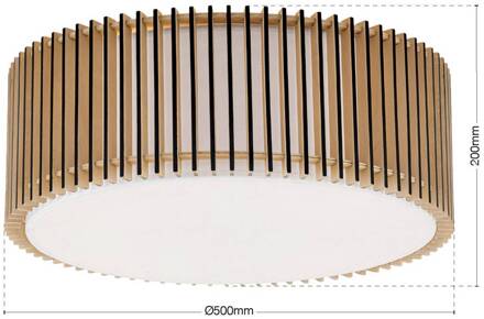 Orion Plafondlamp Tarta, Ø 50 cm, hout, textieldiffusor, 4 x E27 licht hout