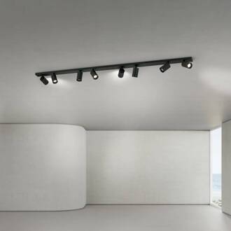 Orion Plafondspot Sean, zwart, 8-lamps, staal, aluminium, GU10