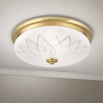 Orion Porto plafondlamp, Ø 37 cm, bronskleurig, glas, E27 brons, mat wit