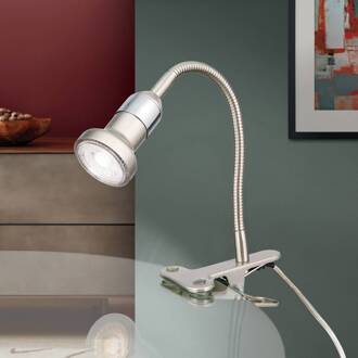 Orion Praktische klemlamp Colana Nikkel, satijn