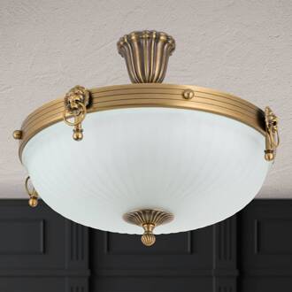 Orion Rocca plafondlamp met afstandhouder, diameter 43cm brons, opaalwit