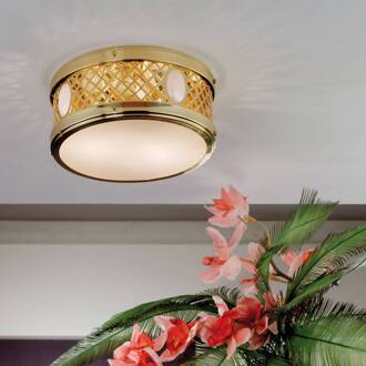 Orion Ronde plafondlamp ALT WIEN, messing glanzend Glanzend messing, wit