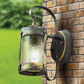 Orion Rustieke buitenwandlamp Lenard zwart, goud