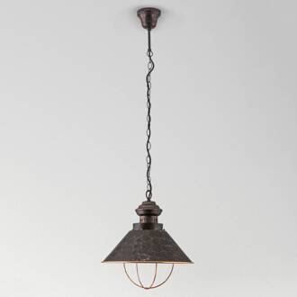 Orion Rustieke pendellamp Shanti, één lichtbron zwart, koper glanzend