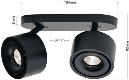 Orion Specter LED plafondspot, zwart, lengte 19,4 cm, aluminium