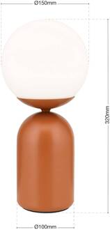 Orion Stanley tafellamp, koraalrood, hoogte 32 cm, keramiek/glas koraalrood, wit