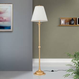 Orion Stijlvolle vloerlamp DONATA met plissé kap Antiek-goud, crème