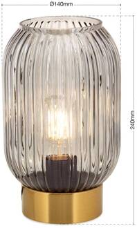 Orion Tafellamp Carneval, rookgrijs, glas, hoogte 23,5 cm, E27