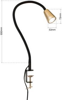 Orion Tafellamp Dotty, messingkleurig, hoogte 65 cm, klem, GU10