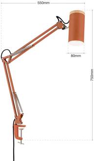 Orion Tafellamp Gili, koraalrood, klem, staal, hoogte 75 cm E27