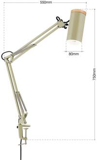 Orion Tafellamp Gili, lichtgroen, klem, staal, hoogte 75 cm, E27