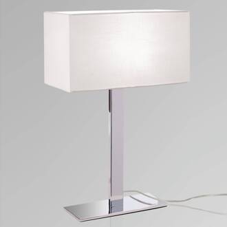 Orion Tafellamp Grigor met wit linnen kap chroom, wit