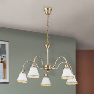 Orion TILDA - 5-lichts hanglamp, oudmessing-look Oudmessing, wit