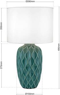 Orion Tortuga tafellamp, groen/wit, hoogte 49,5 cm, keramiek/linnen wit, groen