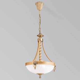 Orion Traditionele hanglamp Noam, 34 cm brons, wit