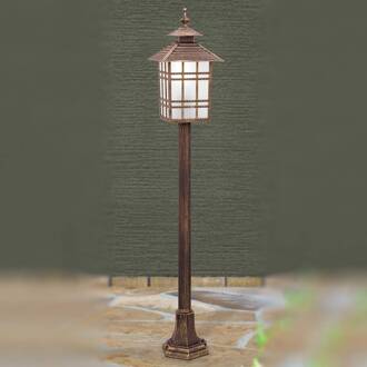 Orion Traditionele padlamp ILKA in lantaarnvorm Gepatineerd bruin, mat wit