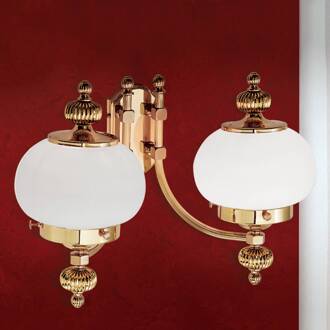 Orion Tweelichts wandlamp DELIA Messing, opaalwit