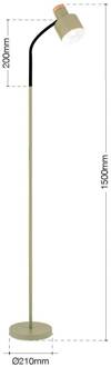 Orion Vloerlamp Gili, staal, lichtgroen, hoogte 150 cm, E27