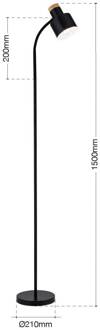 Orion Vloerlamp Gili, zwart mat, staal, hoogte 150 cm, E27