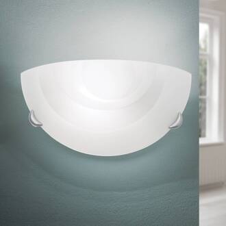 Orion Wandlamp Ada van opaalglas, halfrond opaalwit, nikkel