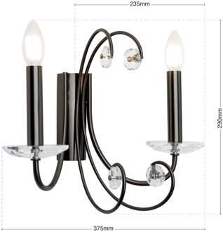 Orion Wandlamp Ariane, nikkelkleurig, breedte 37,5 cm, kristal nikkel, helder